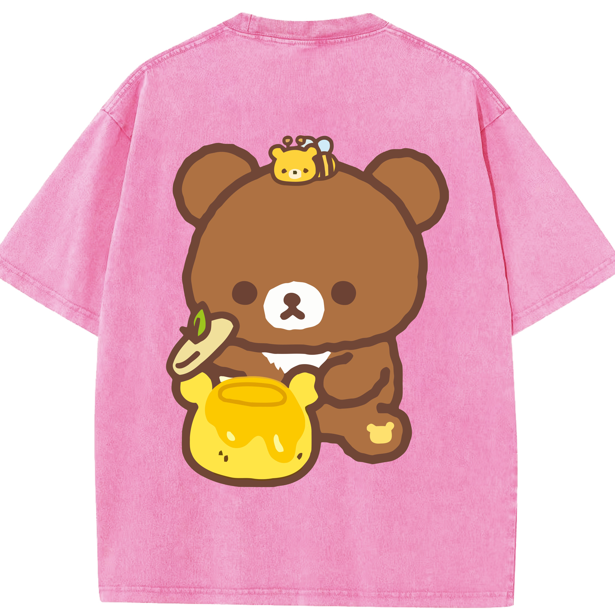 （画像用） リラックマ リラックマ キイロイトリ Rilakkuma Korilakkuma Kiiroitori 綿100% ヴィンテージ風 半袖Tシャツ（背面プリント）